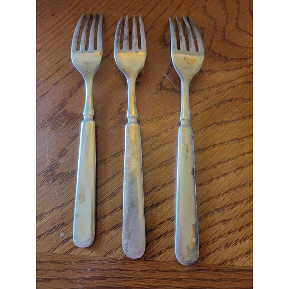 Lot of 3 Vintage Antique 1857 A S CO. # 16 Silvertone Flatware Dinner Forks - Picture 4 of 6